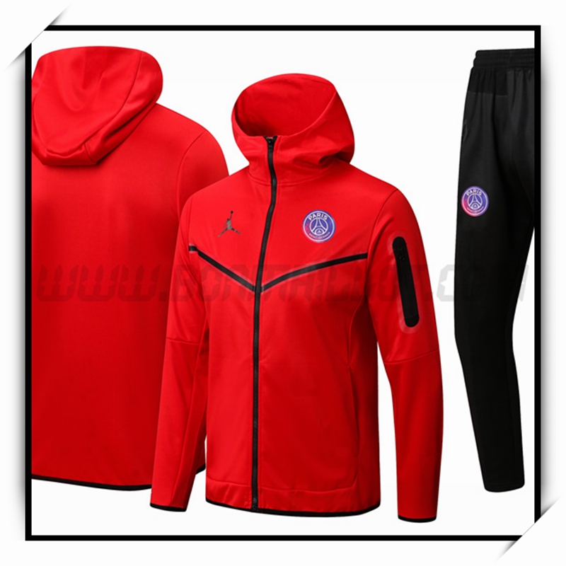 Magasin Vendu Survêtement Training Veste A Capuche Jordan PSG Rouge 22