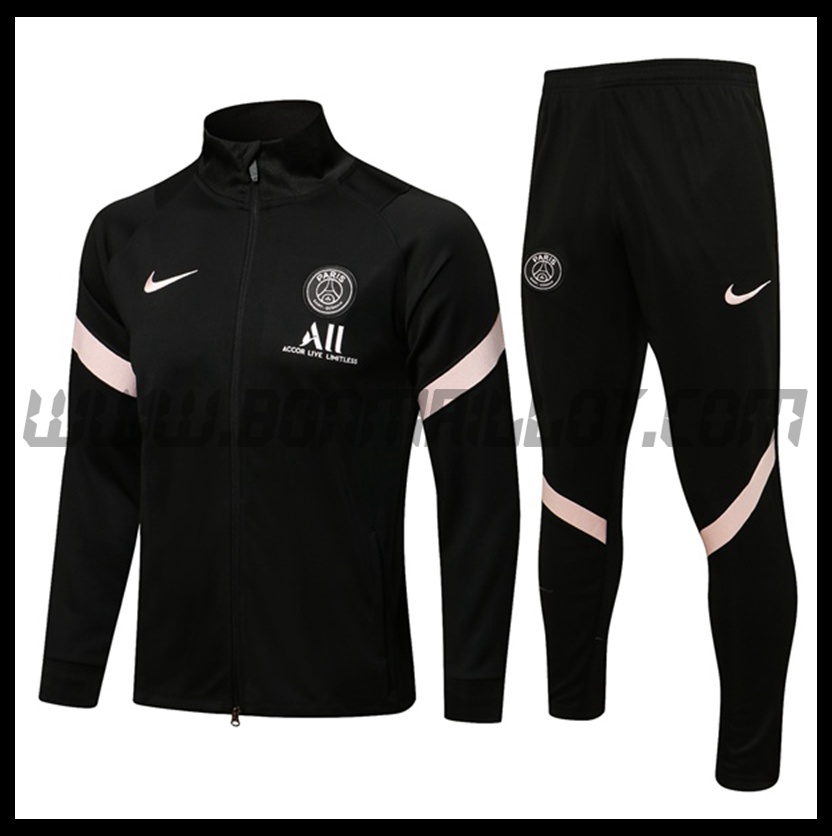 Ensemble Veste Survetement Foot Jordan PSG Noir/Rose 2021 2022